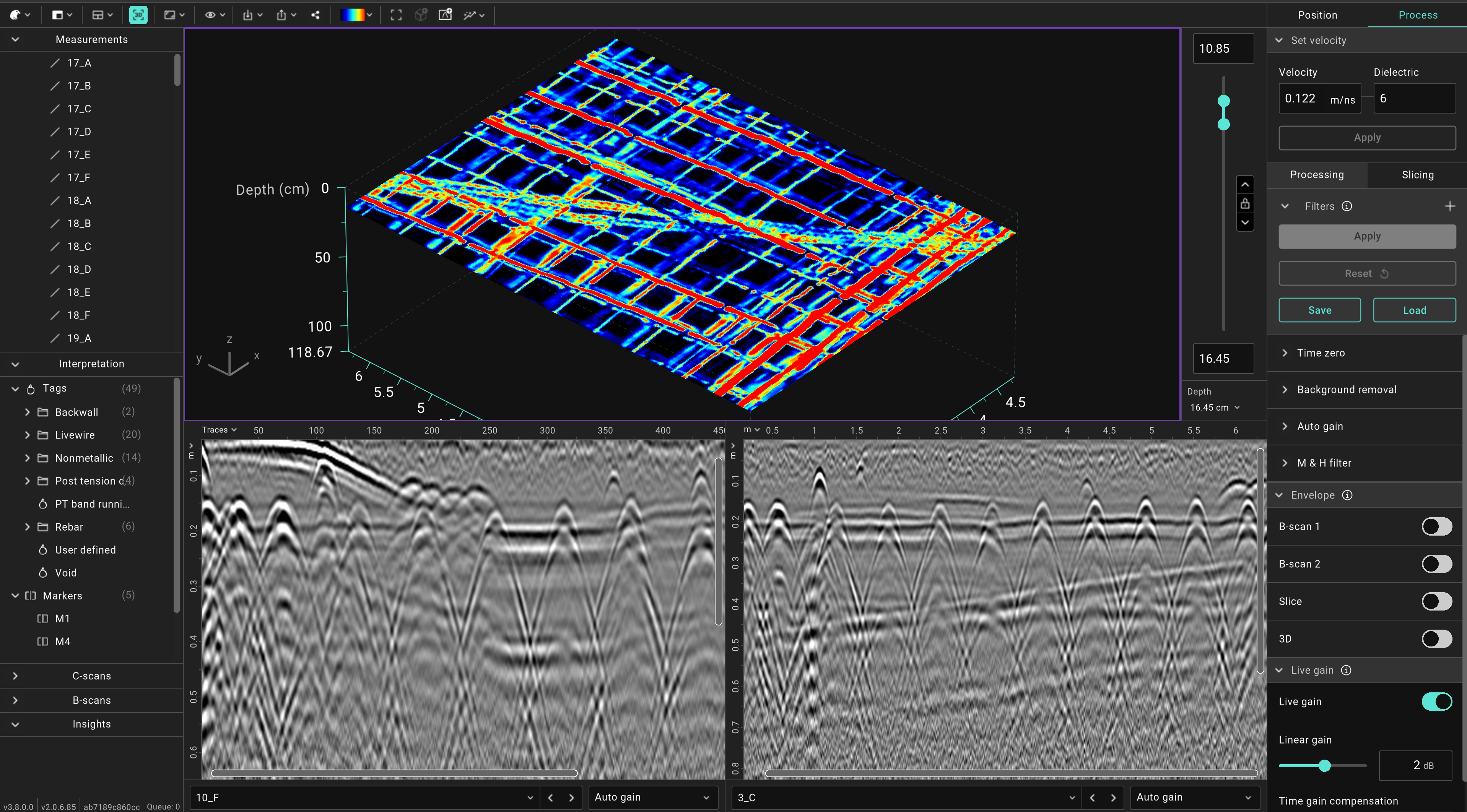 AI rebar detection on a reinforced concrete survey
