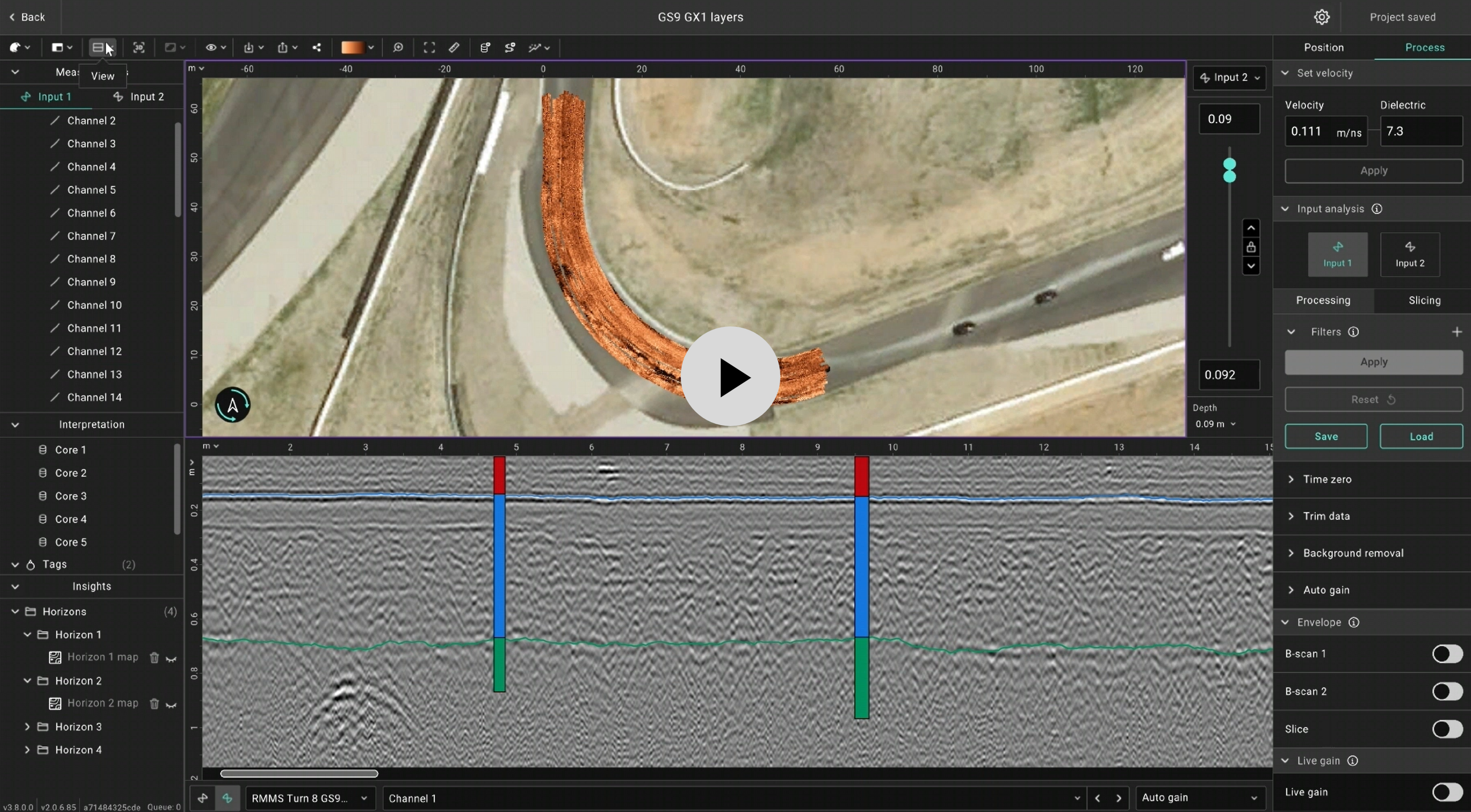 GPR Insights software tutorials on a tablet